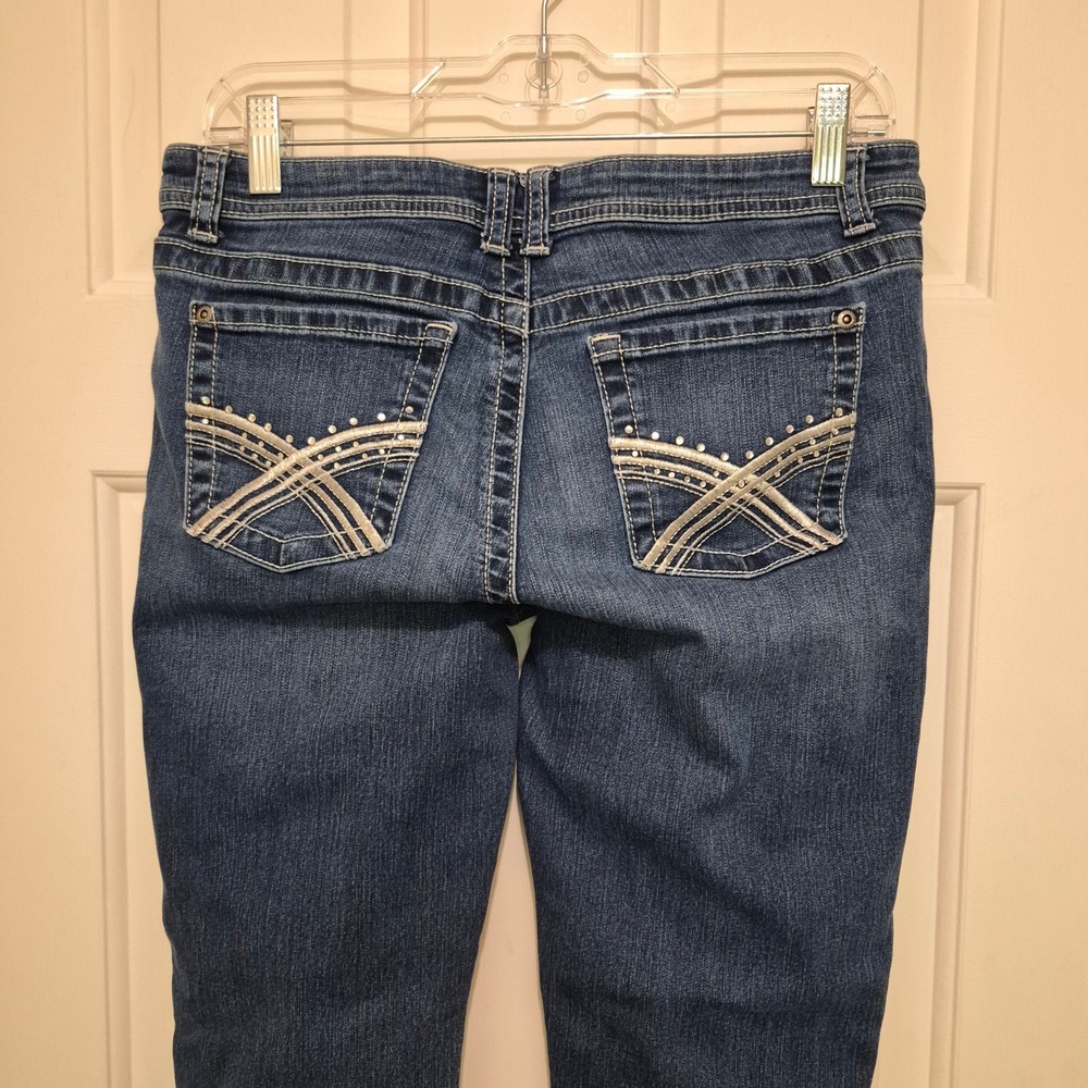 Apt. 9 Modern Bootcut Jeans Womens 6 Dark Wash Embellished Pockets Blue Stretch‎